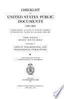 Checklist of United States Public Documents 1789-1909