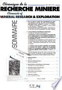 Chronique de la recherche minière