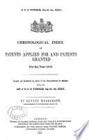 Chronological Index of Patents Applied for and Patents Granted