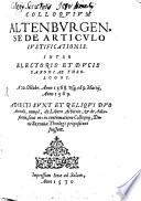 Colloquium Altenburgense ... de Articulo Justificationis