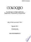 Coloquio La Literatura en Baja California--Trayectoria, Propuestas y Perspectivas