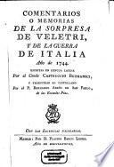 Comentarios o memorias de la sorpresa de Veletri y de la guerra de Italia 1744