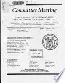 Committee Meeting of Senate Higher Education Committee [and] Assembly Higher Education Committee