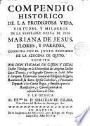 Compendio histórico de la vida de la Ven. Mariana de Jesús Flores y Paredes, La Azuzena de Quito