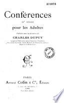 Conférences pour les adultes, extraites du Conférencier, journal bi-mensuel