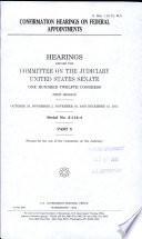 Confirmation Hearings on Federal Appointments