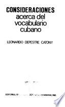 Consideraciones acerca del vocabulario cubano