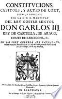 Constitucions, capitols, y actes de cort