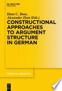 Constructional Approaches to Syntactic Structures in German