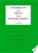 Contribución a la crítica de la economía política