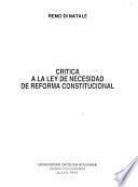Crítica a la ley de necesidad de reforma constitucional
