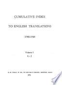 Cumulative Index to English Translations, 1948-1968