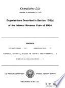 Cumulative List of Organizations Described in Section 170 (c) of the Internal Revenue Code of 1954