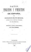 Datos epigráficos y numismáticos de España