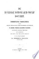 De ecclesiae notione quid Wiclif docuerit ...