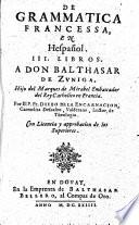 De grammatica Francessa, en Hespañol. III. libros
