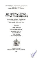 De lingua Latina novae quaestiones