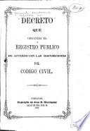Decreto que organiza el registro publico de acuerdo con las disposiciones del Codigo civil