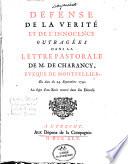 Défense de la vérité et de l'innocence outragées dans la lettre pastorale de M. de Charancy, évêque de Montpellier, en date du 24 septembre 1740. Au sujet d'un écrit trouvé dans son diocèse