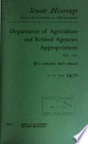 Department of Agriculture and Related Agencies Appropriations