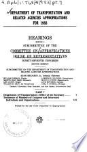 Department of Transportation and Related Agencies Appropriations for 1983