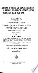 Departments of Labor and Health, Education, and Welfare and Related Agencies Appropriations for Fiscal Year 1978