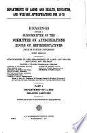 Departments of Labor and Health, Education, and Welfare Appropriations for 1978