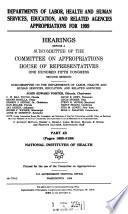 Departments of Labor, Health and Human Services, Education, and Related Agencies Appropriations for 1999