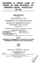 Departments of Veterans Affairs and Housing and Urban Development, and Independent Agencies Appropriations for 1995: Testimony of members of Congress and other interested individuals and organizations