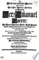 Der Abriß eines geistlichen Harrers, als ... Emmanuel Harrer ... den 4. Februarii Anno 1715 ... seelig entschlaffen ...