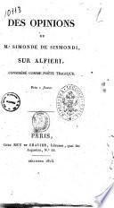 Des opinions de M.r Simonde de Sismondi sur Alfieri, considere comme poete tragique..