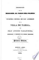Descriptión de las misiones, al cargo del Colegio de Nuestra Señora de los Ángeles de la villa de Tarija