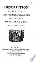 Description sommaire des pierres gravées du cabinet de feu M. Crozat