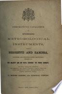 Descriptive Catalogue of standard Meteorological Instruments, made by Negretti and Zambra