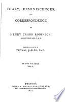 Diary, Reminiscences and Correspondence of Henry Crabb Robinson
