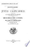Dictem de las juntas calificadoras ... de las cuotas ... del derecho de patente y de profesiones ... de 1896 a 1897 y 1898, con arreglo a al ley de ... 1896