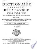 Dictionaire critique de la langue française