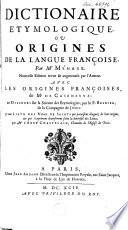 Dictionaire etymologique ...