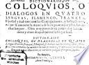 Dictionario coloquios, o dialogos en quatro lenguas Flamenco, Frances, Español y Italiano