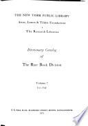 Dictionary Catalog of the Rare Book Division
