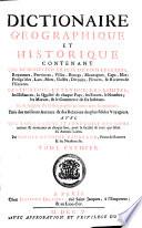 Dictionnaire geographique et historique