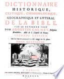 Dictionnaire historique, critique, chronologique, geographique et litteral de la bible. 2. ed
