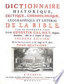 Dictionnaire historique, critique, chronologique, geographique et litteral de la Bible
