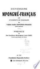 Dictionnaire mpongwe-français, suivi d'éléments de grammaire