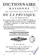 Dictionnaire raisonné de toutes les parties de la Physique