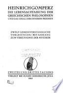 Die Lebensauffassung der griechischen Philosophen und das Ideal der inneren Freiheit