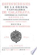 Difiniciones de la Orden y Cavalleria de Calatrava