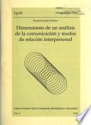 Dimensiones de un análisis de la comunicación y modos de relación interpersonal