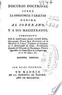 Discurso doctrinal sobre la obediencia y lealtad debida al soberano, y a sus magistrados