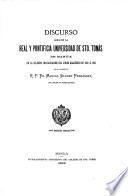 Discurso leido en la Real y pontificia universidad de sto. Tomás de Manila en la solemne inauguración del curso académico de 1892 & 1893. Ed. oficial